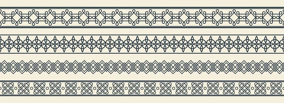 Celtic irish knot border patterns Stock Illustration
