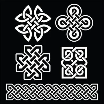Celtic Irish patterns and braids on black Illustrazione stock