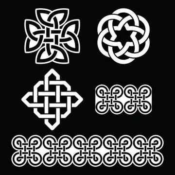 Celtic Irish white patterns and knots - St Patrick's Day Stock Illustration