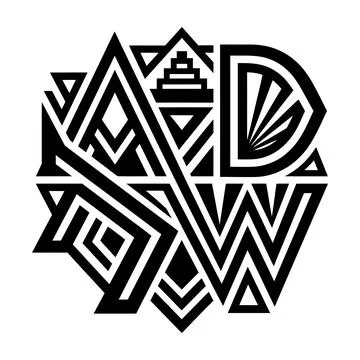 Celtic Knot ADW Monogram Logo with Interlaced Pattern Design Stock Illustration