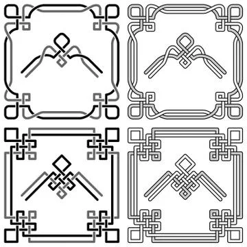 Celtic Knot Corners Patterns Illustrazione stock