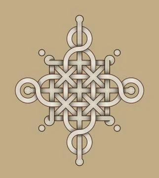 Celtic Knot - Engraved - Single Chain - Wand top Ring sides Stock Illustration