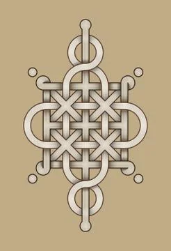 Celtic Knot - Engraved - Single Chain - Wand top Loop sides Stock Illustration