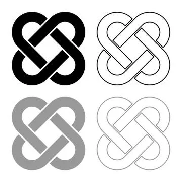 Celtic knot icon outline set black grey color vector illustration flat style  Illustrazione stock
