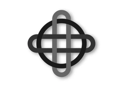 Celtic knot interlocked circles logo, overlap mystic elements sign vector tattoo イラスト素材