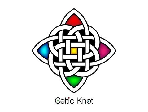 Celtic knot, interlocked circles logo, colorful vector tattoo Stock Illustration
