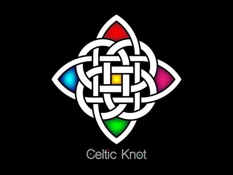 Celtic knot, interlocked circles logo, colorful vector tattoo ornament Stock Illustration