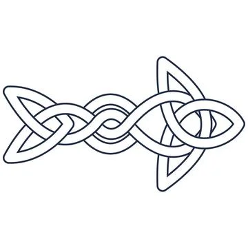 Celtic knot interlocking outline arrow pointing right isolated on white. Stock Illustration