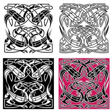Celtic knot pattern with heron birds Stock Illustration