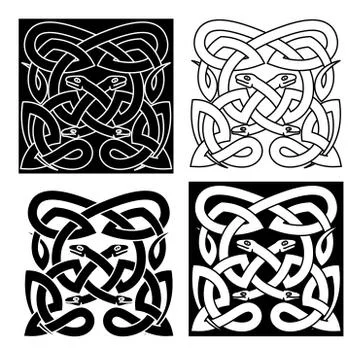 Celtic knot pattern of tribal snakes interlacement Stock Illustration