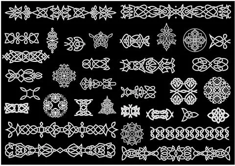 Celtic knot patterns, ornaments and borders Stock Illustration