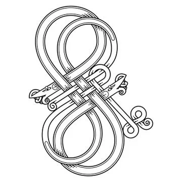 Celtic knot patterns with snakes. Stock Illustration