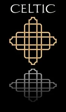 Celtic knot simple elegant abstract shape, symbole of celtic culture. Golden Stock Illustration