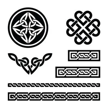 Celtic knots, braids and patterns - vector Stock Illustration