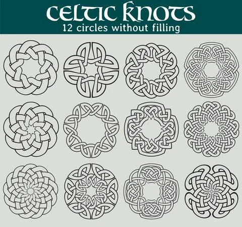 Celtic knots, circles unfilled Stockillustratie