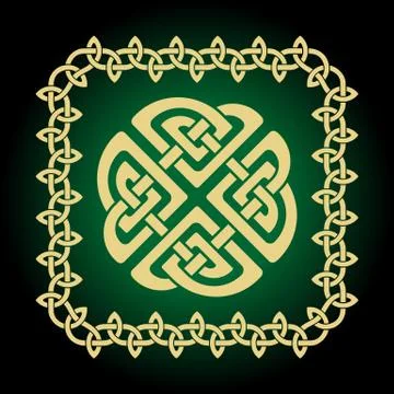 Celtic knots frames, vector illustration. Simple knotwork designs on dark bac Stock Illustration