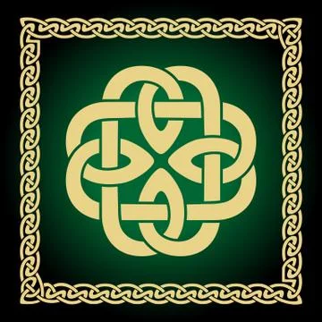 Celtic knots frames, vector illustration. Simple knotwork designs on dark bac Stock Illustration