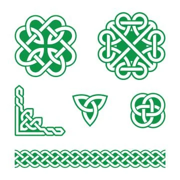 Celtic knots green patterns - vector Stock Illustration
