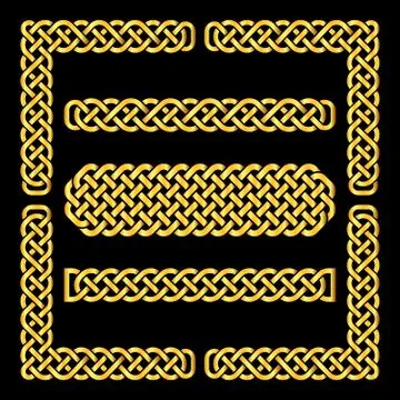 Celtic knots vector borders and corner elements Stock Illustration