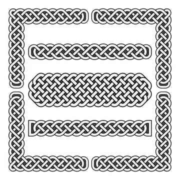 Celtic knots vector medieval borders and corner elements Stock Illustration