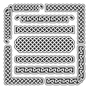 Celtic knots vector medieval seamless borders, patterns, and ornament corners Stock Illustration