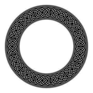 Celtic knotwork, circle frame with decorative loop border pattern Stock Illustration