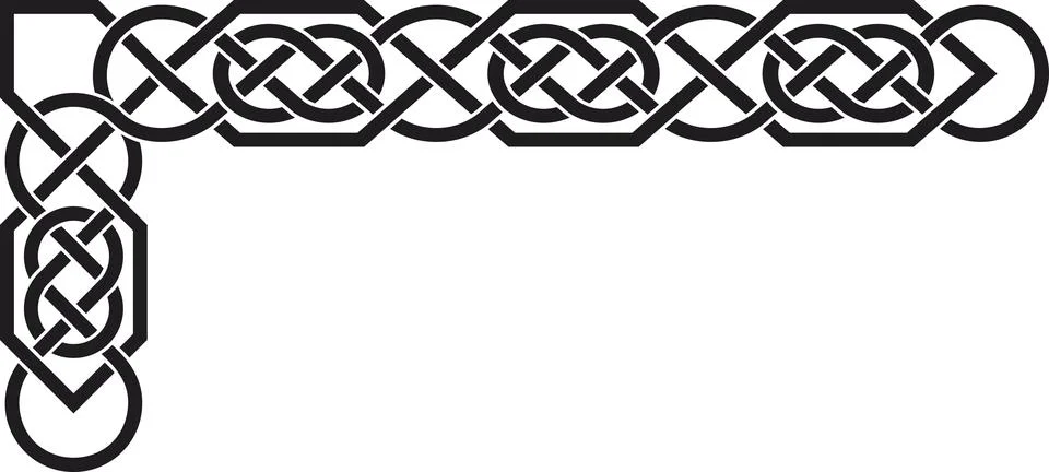 Celtic L-shaped frame with circles, black Stock Illustration