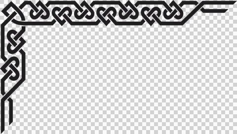 Celtic L-shaped frame with hearts, black Stock Illustration