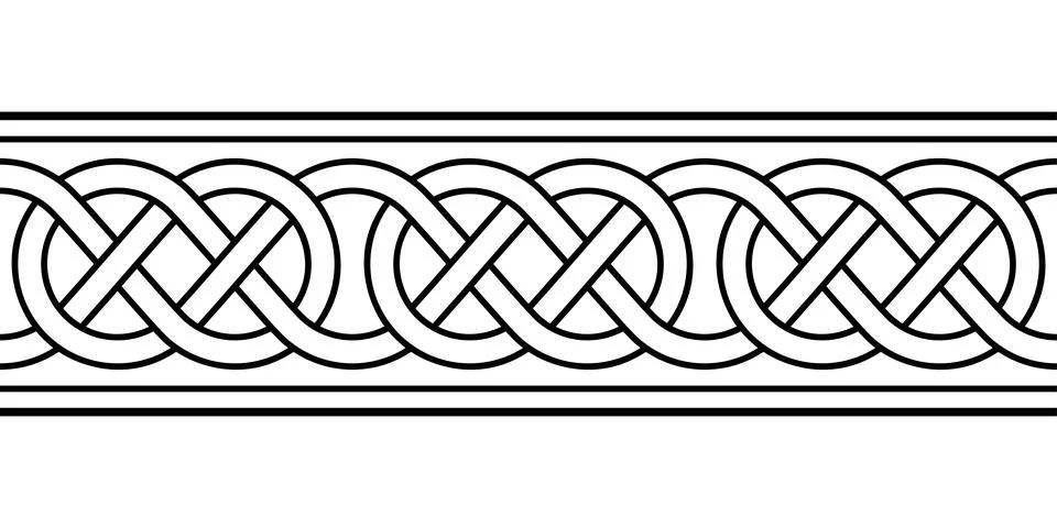 Celtic loop border knotwork, seamless tile and pattern of knots Stock Illustration