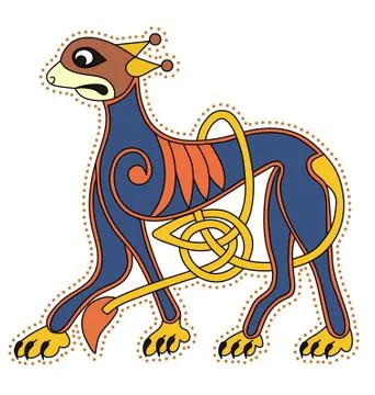 Celtic medieval lion drawing. イラスト素材