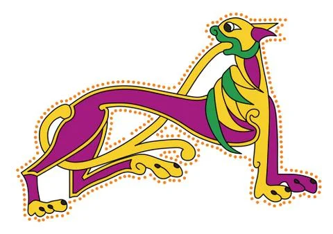 Celtic medieval lion drawing. イラスト素材