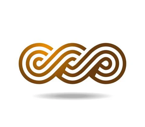 Celtic or Greek golden pattern of three lines. Infinity symbol. Mobius loop Stock Illustration