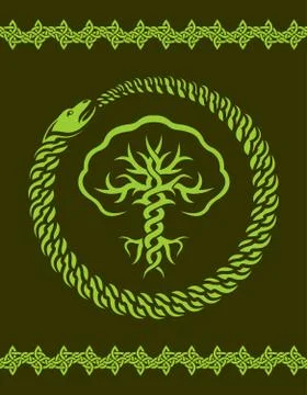 Celtic pattern with tree and snake Stock Illustration
