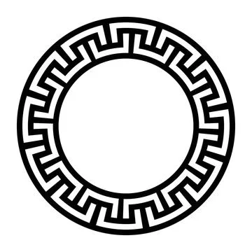 Celtic round frame. Round frame with Greek seamless meander pattern. Greek fret  Illustrazione stock
