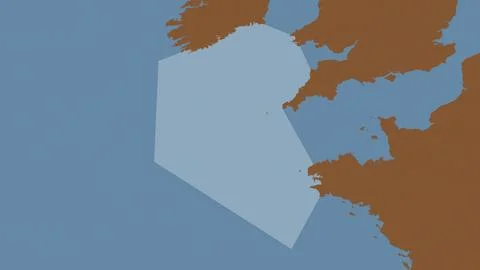 Celtic Sea highlighted on a tiled pattern colored map Illustrazione stock