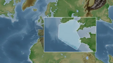 Celtic Sea. Pale map. Patterson Cylindrical. Diagram Stock Footage 340504517