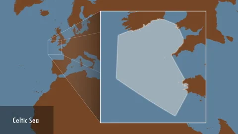 Celtic Sea. Solid map. Patterson Cylindrical. Location Stock Footage 297555273