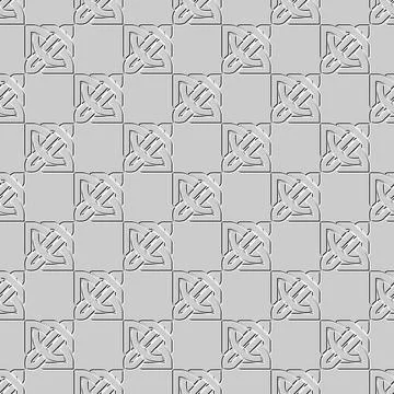 Celtic seamless pattern. Vector gray background. Knots ornaments with embossi Stock Illustration