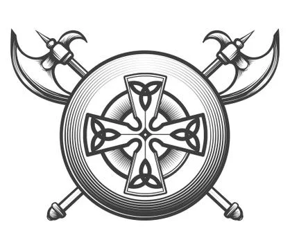 Celtic Shield with Axes Stock Illustration