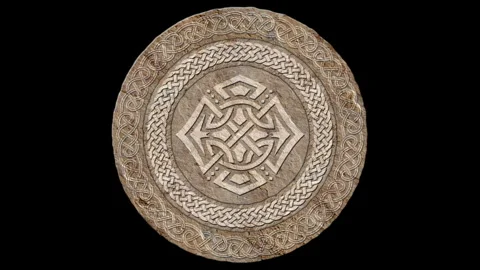 Celtic Stone Tablet Loop with Matte Stock Footage 307055726