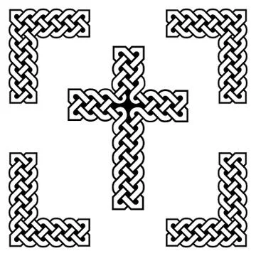 Celtic style endless   knot  cross symbols in white and black Stock Illustration