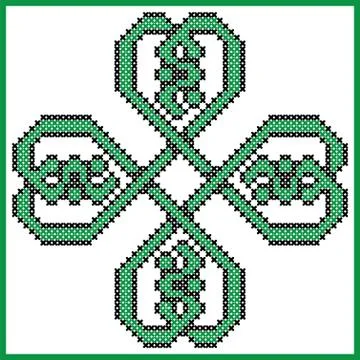 Celtic style endless knot pattern in  clover shape with hearts elements in tile Illustrazione stock