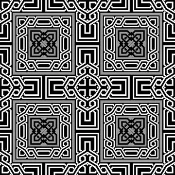 Celtic style seamless pattern. Vector ornamental background. Geometric repeat Stock Illustration