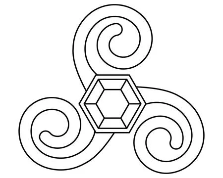 Celtic symbol with crystal in the center - vector linear decorative element. Illustrazione stock