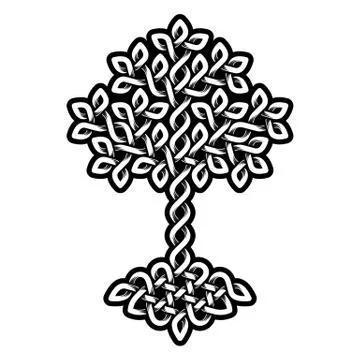 Celtic Tree of Life, monochrome weaved ornament Stock Illustration