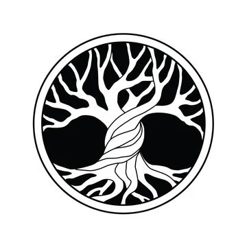 Celtic Tree of Life Symbol Circular Design Black and white Stock Illustration
