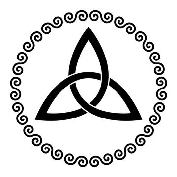 Celtic triangle knot in circle frame shaped by double spirals Stock Illustration