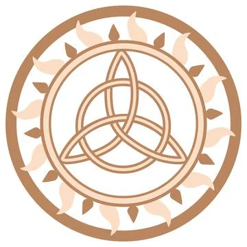 Celtic Trinity Knot. Pendant. Beige trendy, design with runes Illustrazione stock