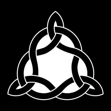Celtic trinity triquetra knot endless for tattoo icon logo on black backgro.. Stock Illustration