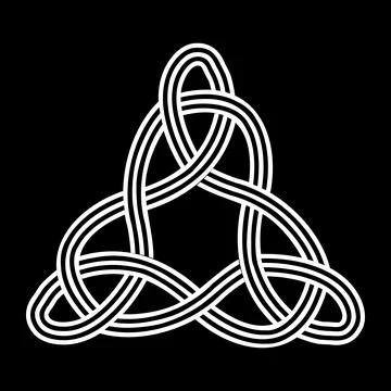 Celtic trinity triquetra knot endless for tattoo icon logo on black backgro.. Stock Illustration